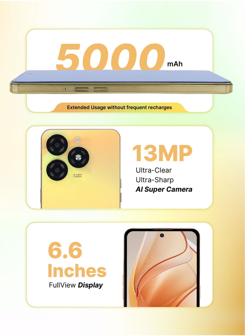 A 70 64GB STORAGE,8GB RAM 6.6 HD DISPLAY, 5000mAh BATTERY, 13 MP CAMERA (Golden)-International Version