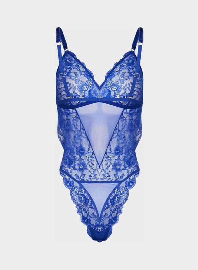 Plunge Neck High Leg Body Royal Blue