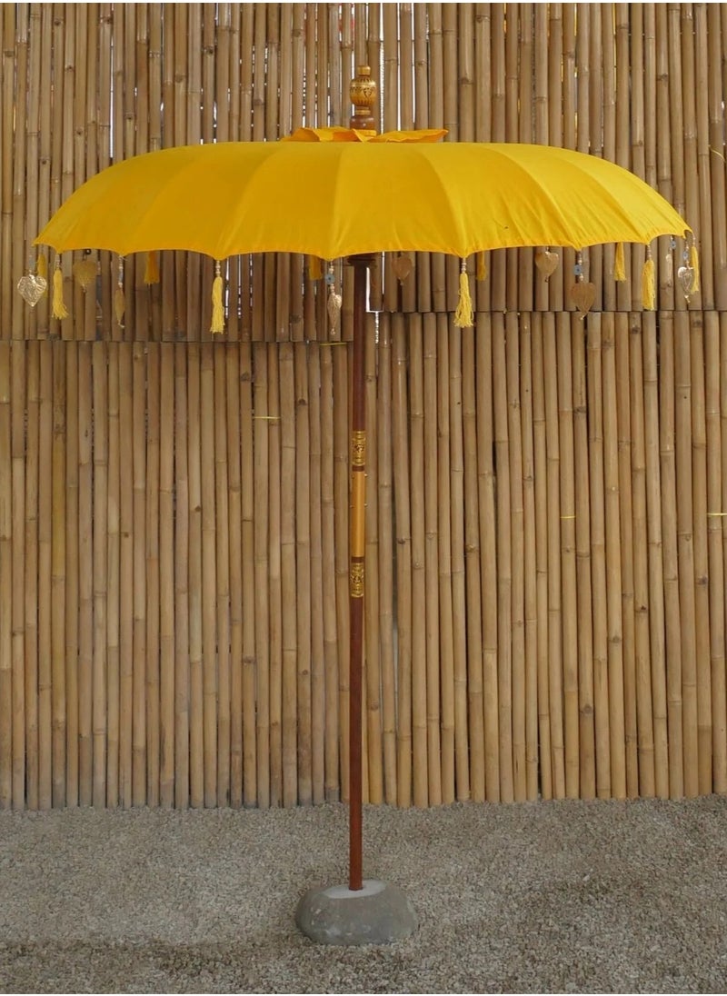 Bali Umbrella Saffron With Metal Coins And Golden Hearts