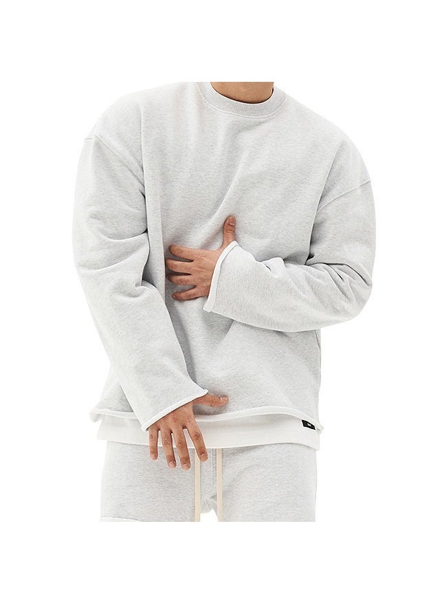 New Mens Casual Muscle Sweatshirt Autumn Winter White Ash