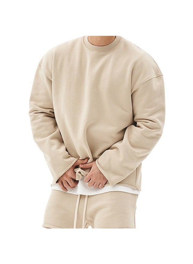 New Mens Casual Muscle Sweatshirt Autumn Winter Khaki