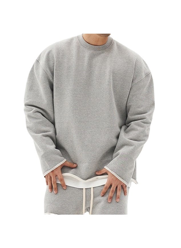 New Mens Casual Muscle Sweatshirt Autumn Winter Khaki