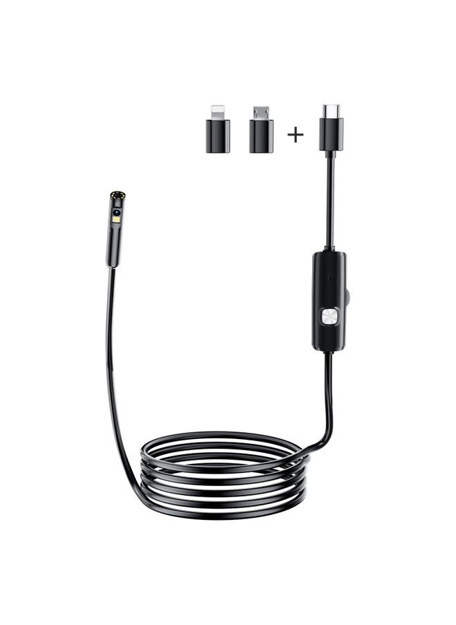 AN112 8mm Double Lenses HD Industry Endoscope Type-C + Micro USB + 8 Pin Connection, Length:1m Hard Tube