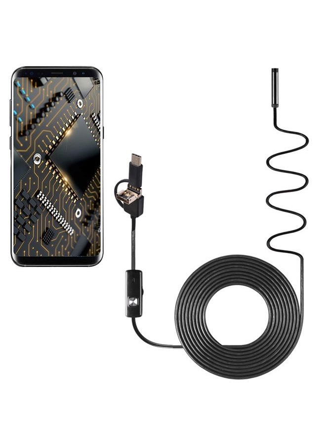 AN100 3 in 1 IP67 Waterproof USB-C / Type-C + Micro USB + USB HD Endoscope Hard Tube Inspection Camera for Parts of OTG Function Android Mobile Phone, with 6 LEDs, Lens Diameter:5.5mm(Length: 2m)