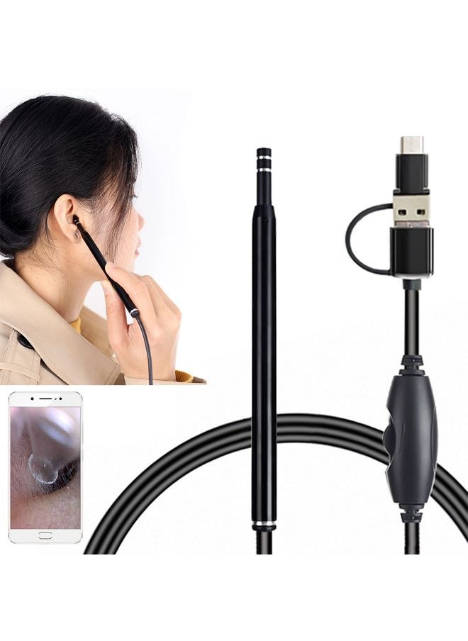 AN101 5.5mm Home Otoscope Three-in-One Ear Endoscope 30W HD Otoscope Visual Ear Picking Otoscope(Black)