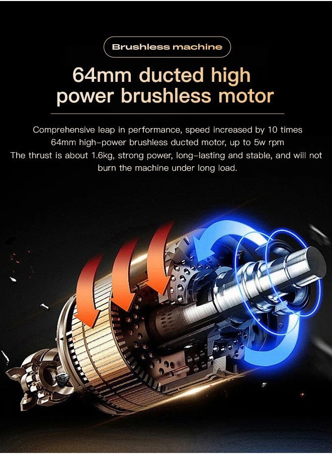 Air Blower Turbo Blower for Removing Sand from Cars, Car Blower for Dust Removal, 1600g Thrust, 750W, 60M/S Wind Speed