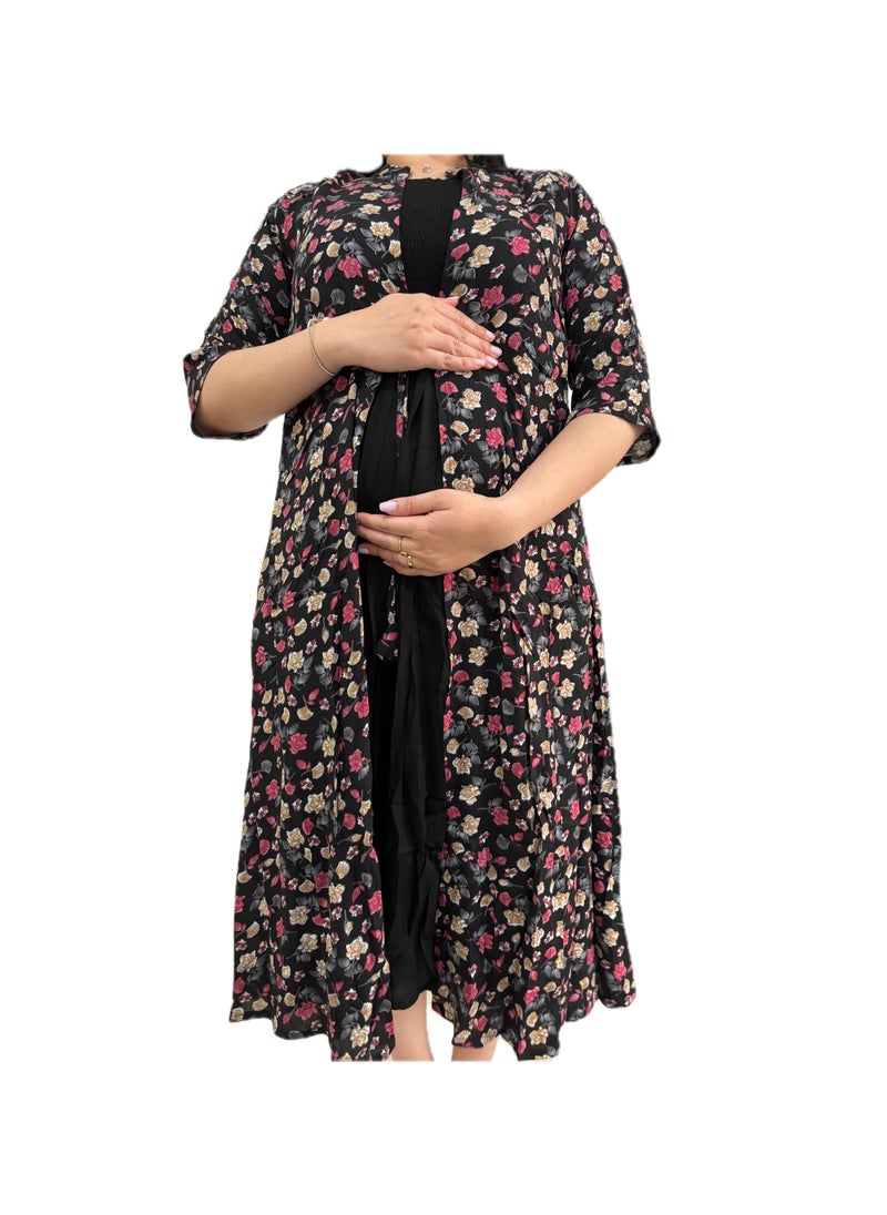 Zebees Floral Print Stylish & Comfortable Rayon Maternity Dress