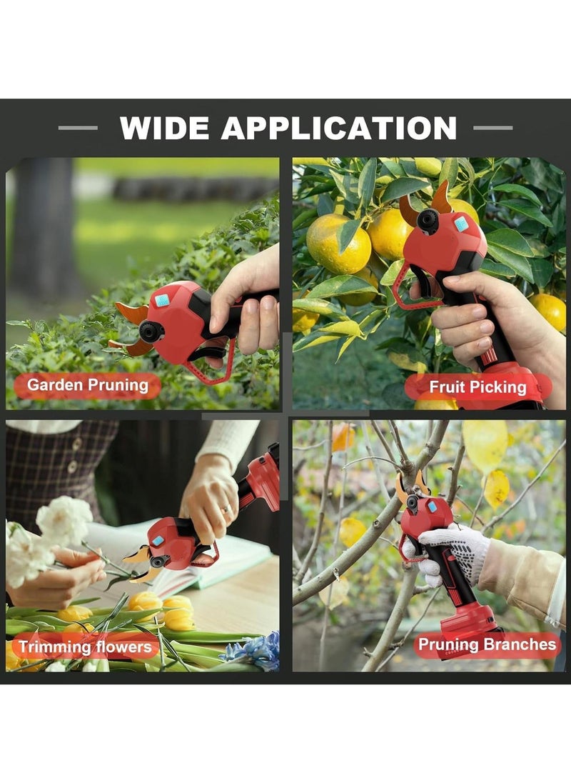 Cordless Electric Pruning Shears, Professional Brushless Electric Secateurs Electric Pruner Branch Cutter, with 1.6 Inch(40MM) Cutting Diameter, 2X 2AH 21V Battery, Power Pruner for Gardening