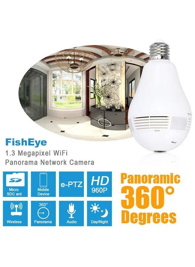 Vr Bulb Light Up Surveillance Camera Fit Easily, Night Vision (White)