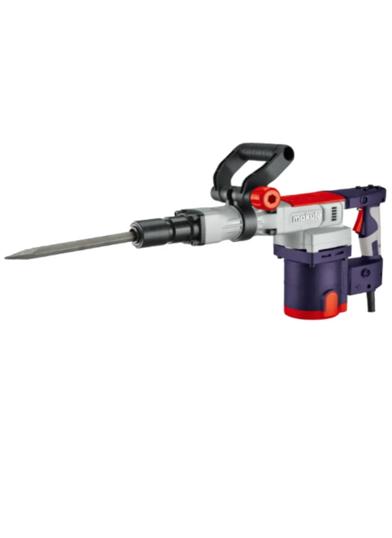 Electric Hammer Breaker - 1600W, 2500 RPM, 48J Impact Power for Heavy-Duty Concrete Demolition & Drilling, DH1600