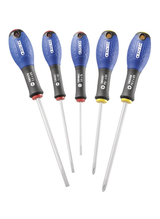 5-Piece Electricians Screwdriver Set Blue/Black/Silver