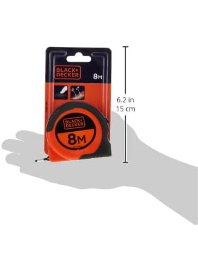 Short Measurement Tape Orange/Black 8meter