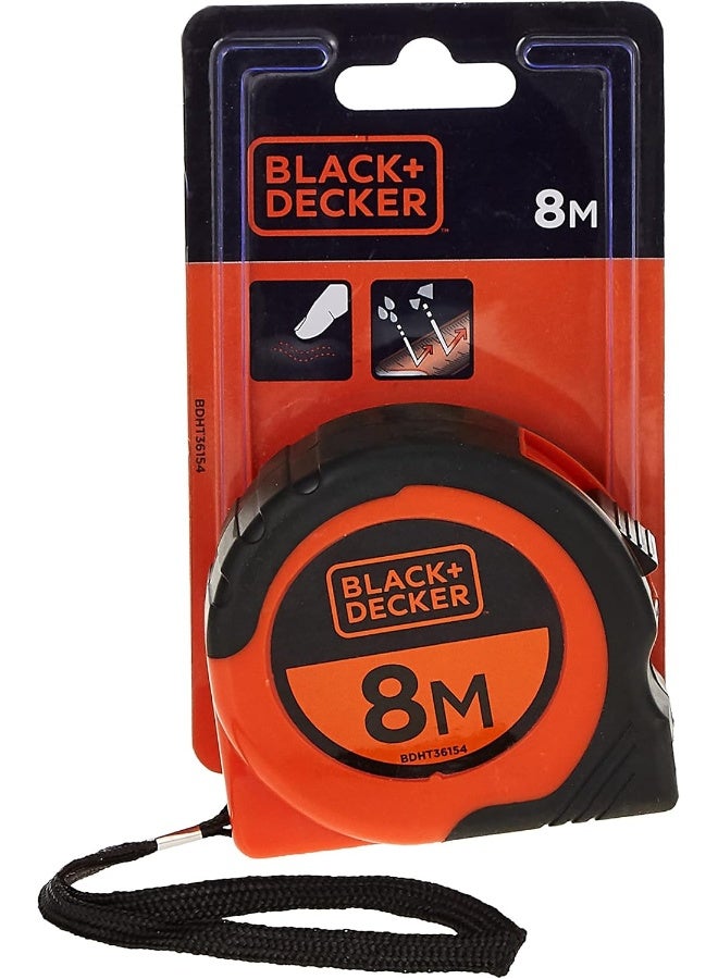 Short Measurement Tape Orange/Black 8meter