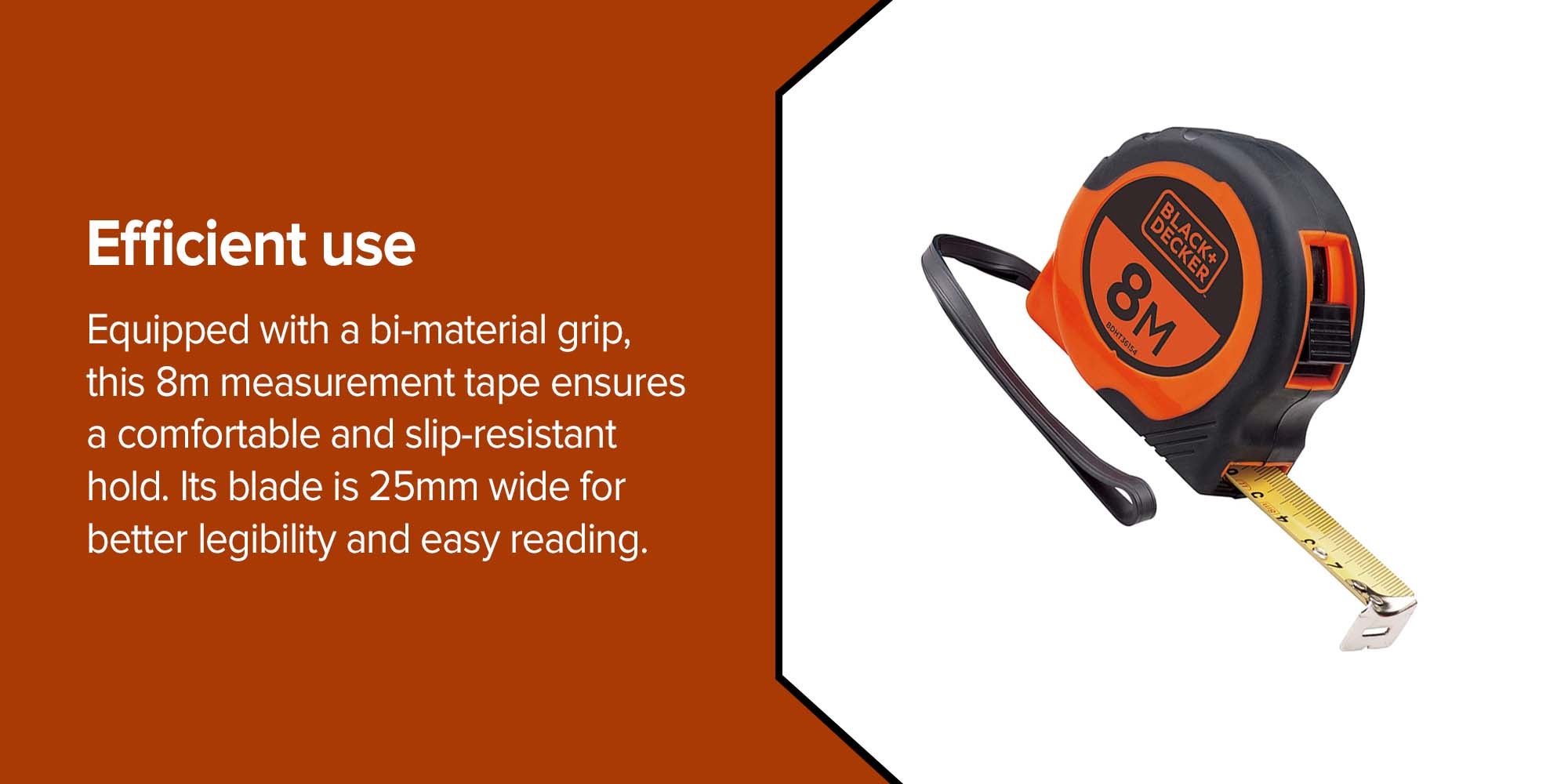 Short Measurement Tape Orange/Black 8meter