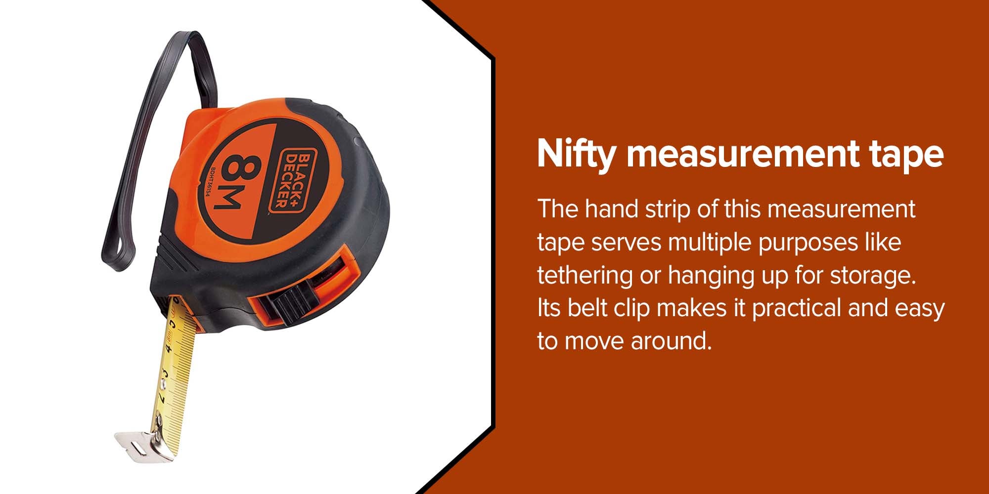 Short Measurement Tape Orange/Black 8meter