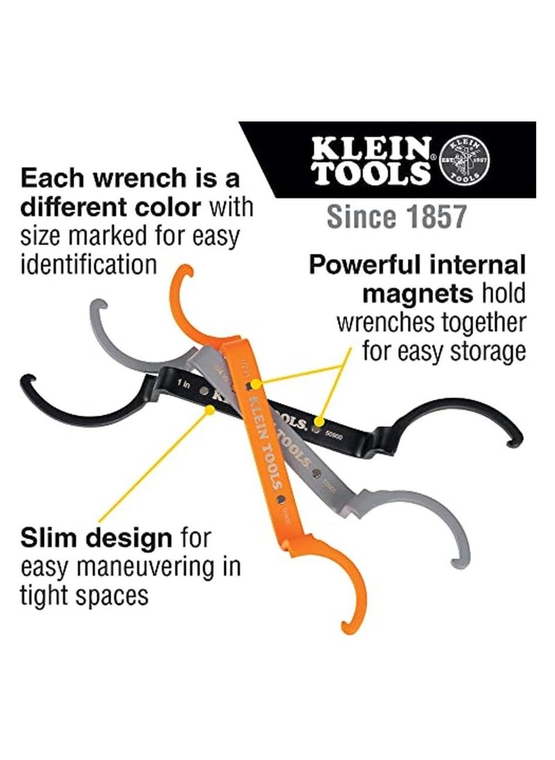 3-Piece Conduit Lockout Wrench Kit,1inch 1/2inch 3/4inch Alloy Steel Locknut Wrench Set for Tight Spaces Tightening Or Loosening Lock Nuts