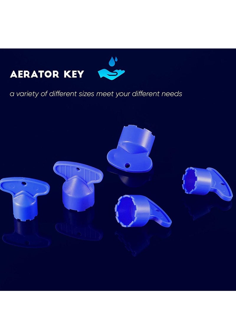 Faucet Aerator Key Removal Wrench Tool with 5 Sizes M16.5 18.5 21.5 22.5 24 Recessed Aerator Key Sink Aerator Wrenches for Cache Aerators Faucet Filter Screen Nozzle Accessories BLUE