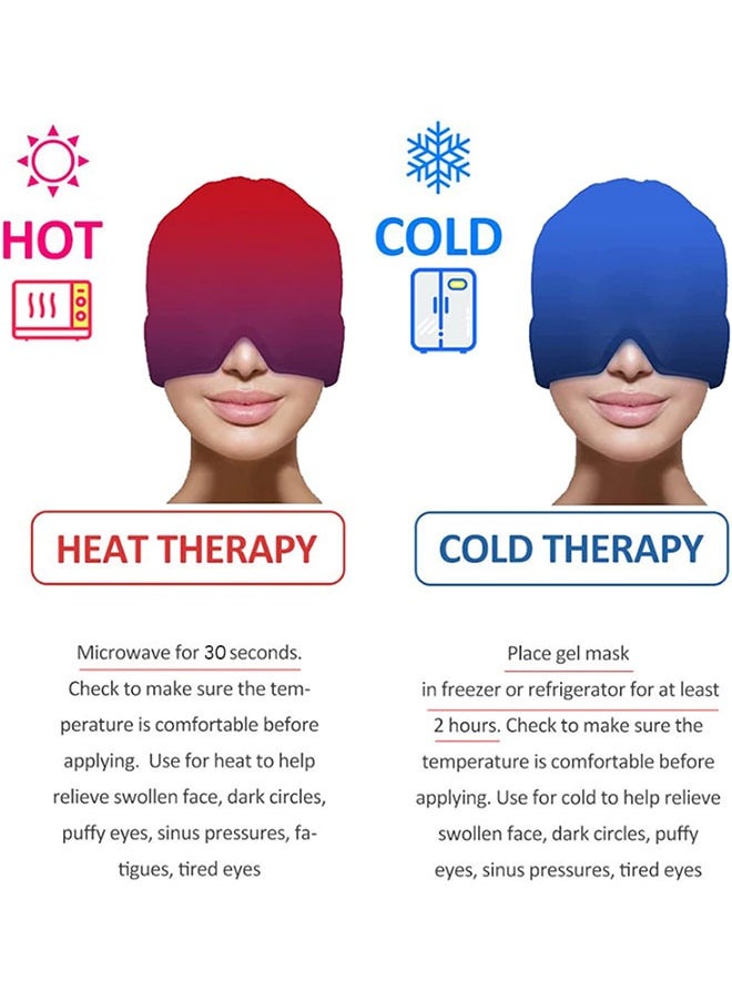 Migraine Relief Cap, Gel Cold Headache Ice Cap,Stress Relief,Reusable Cold/Hot Therapy Stretchable Compress Hood