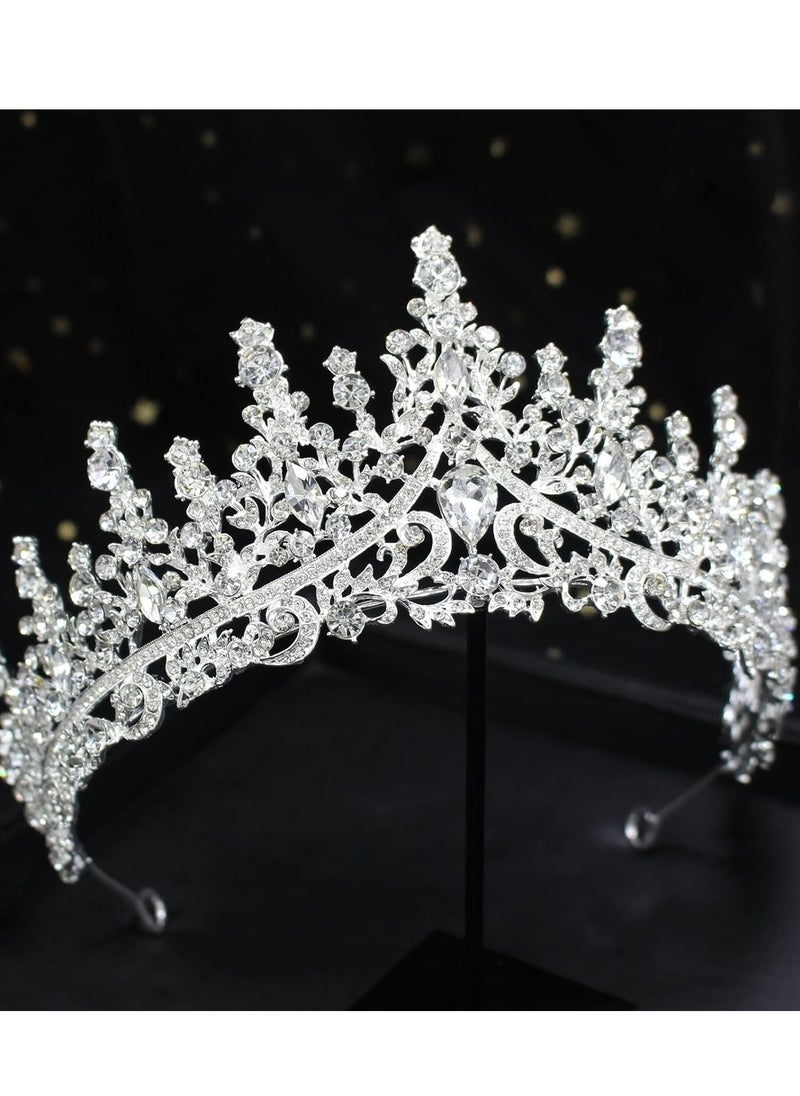 COCIDE Silver Tiara and Crown for Women Crystal Queen Crowns Rhinestone Princess Tiaras for Girl Bride Wedding Hair Accessories for Bridal Birthday Party Prom Halloween Cos-play Costume Christmas