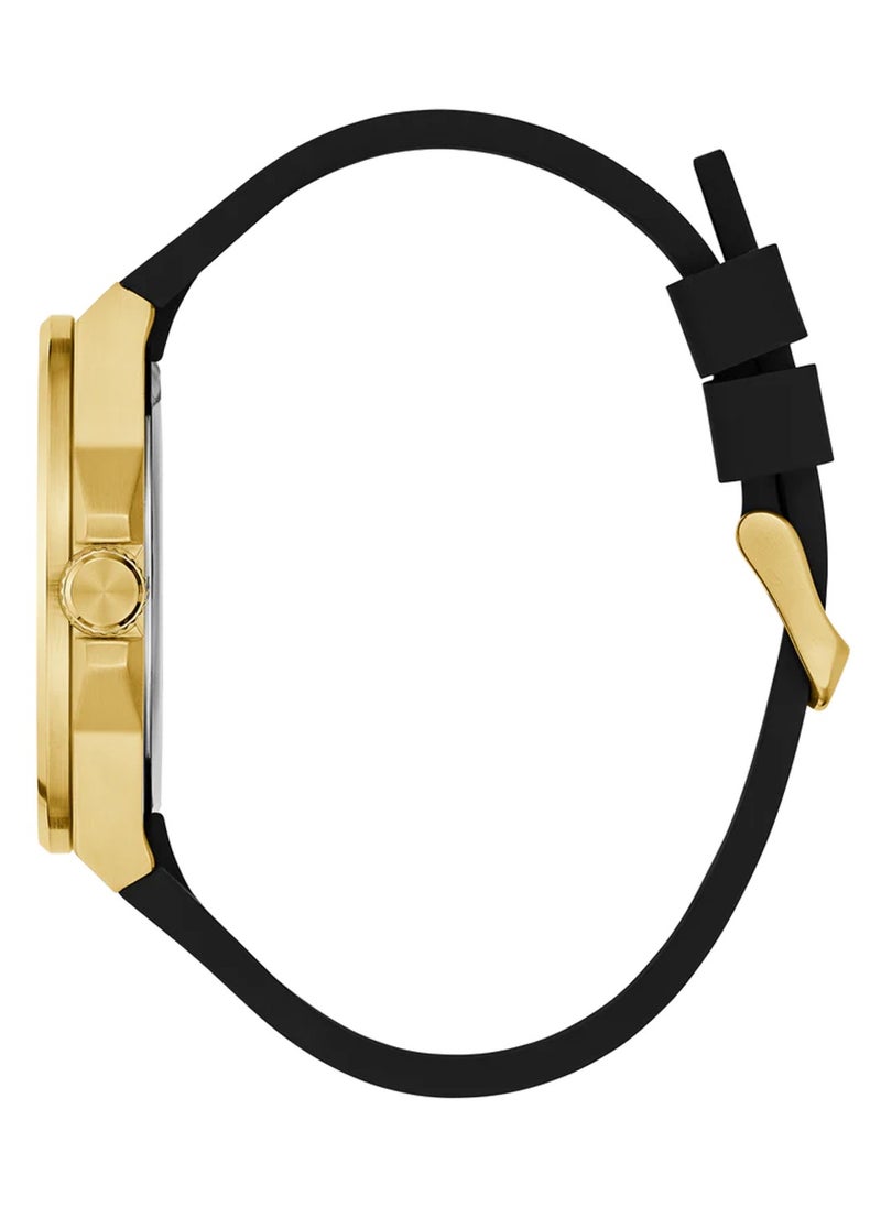 Vinyl Men’s Black Gold Tone Analog Quartz Silicone Watch GW0790G1 - 44mm