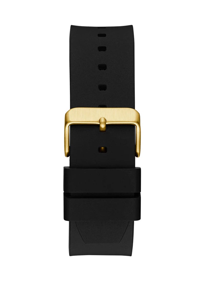 Vinyl Men’s Black Gold Tone Analog Quartz Silicone Watch GW0790G1 - 44mm