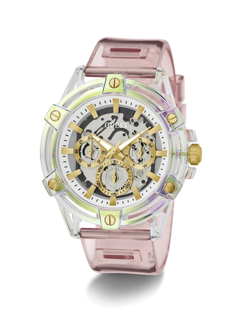 King Men’s Pink Clear Multi-function Bio Based Polyurethane Watch GW0806G4 - 48mm