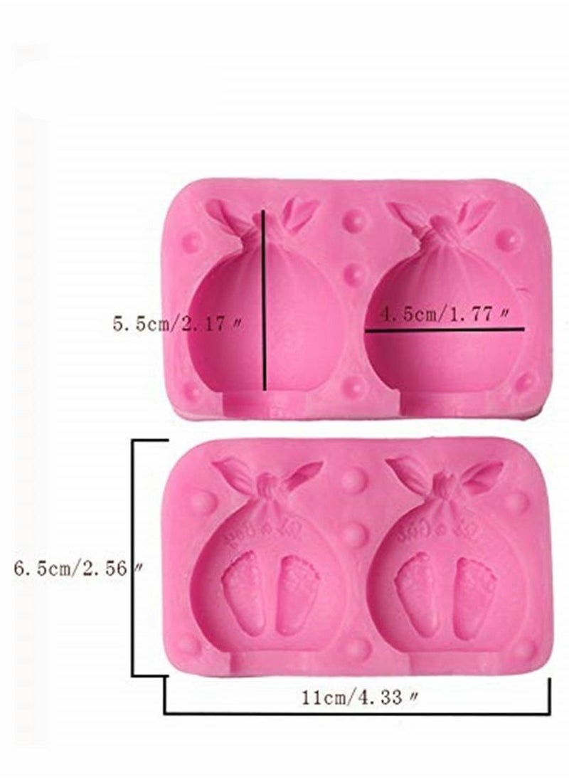 Baby Shower Silicone Candle Mold, 3D Foot Soap Mold Fondant DIY Cake Decorating Candy Chocolate Mould (Boy & Girl)