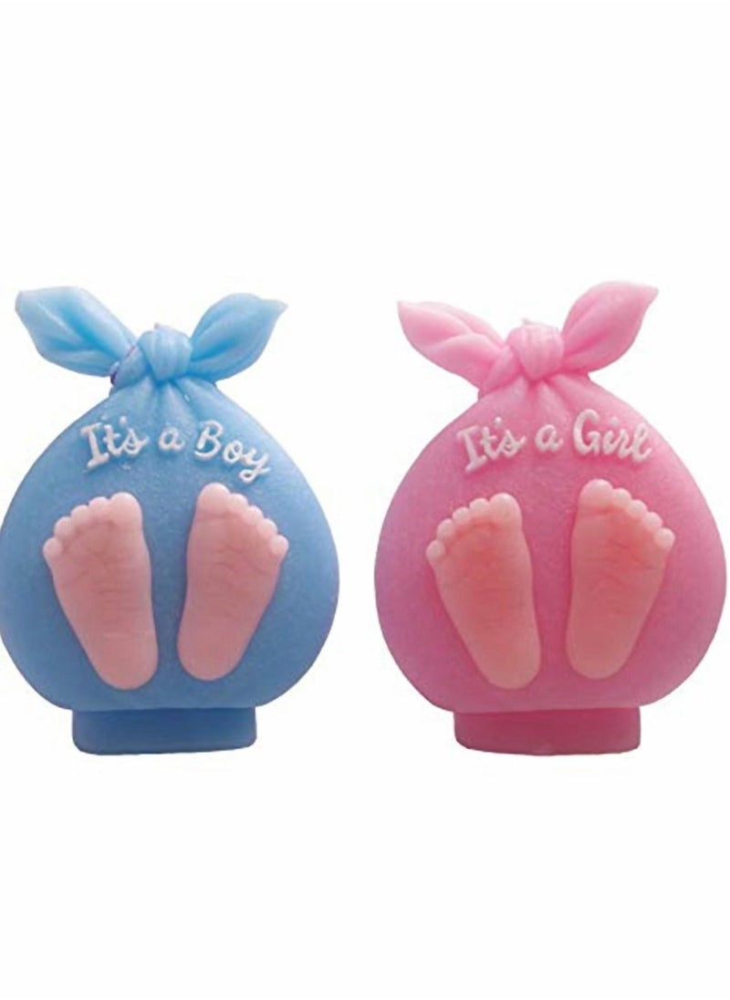 Baby Shower Silicone Candle Mold, 3D Foot Soap Mold Fondant DIY Cake Decorating Candy Chocolate Mould (Boy & Girl)