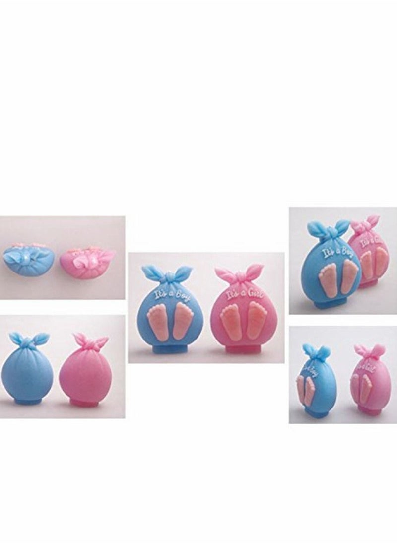 Baby Shower Silicone Candle Mold, 3D Foot Soap Mold Fondant DIY Cake Decorating Candy Chocolate Mould (Boy & Girl)