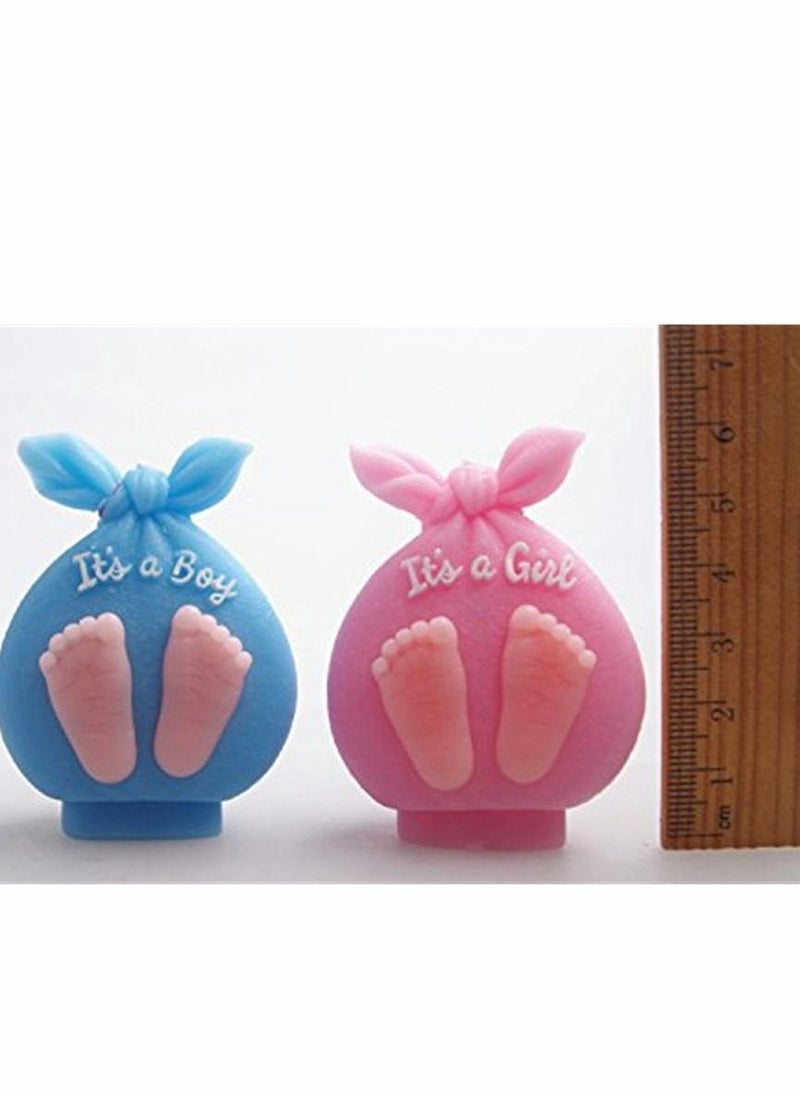 Baby Shower Silicone Candle Mold, 3D Foot Soap Mold Fondant DIY Cake Decorating Candy Chocolate Mould (Boy & Girl)