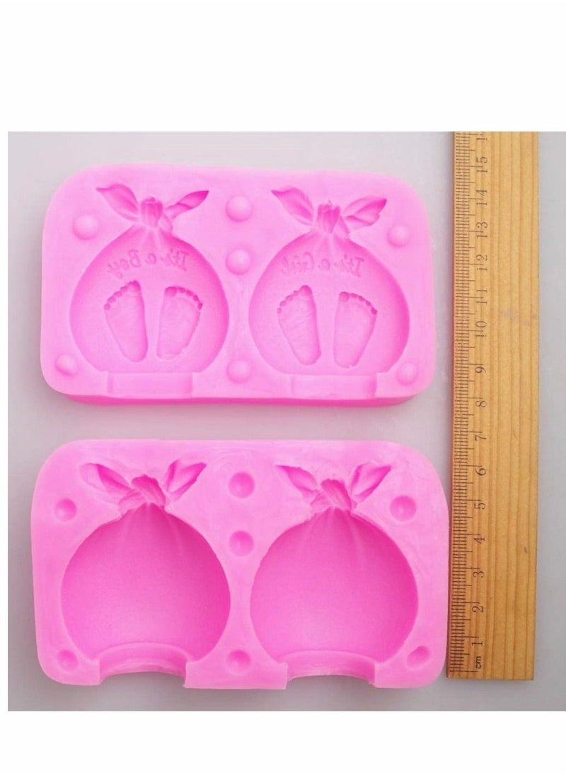 Baby Shower Silicone Candle Mold, 3D Foot Soap Mold Fondant DIY Cake Decorating Candy Chocolate Mould (Boy & Girl)