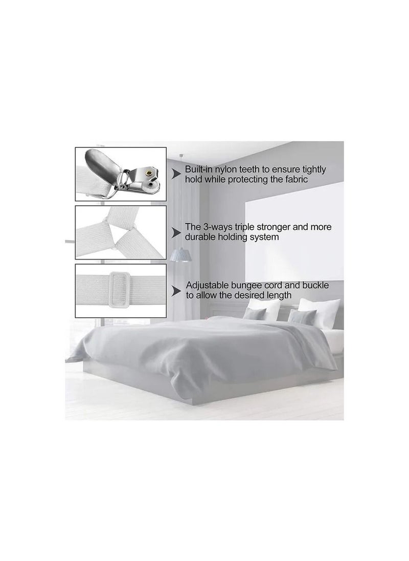 1-Piece 6 Adjustable Heads Elastic Fitted Sheet Straps,Crisscross Bed Sheet Fasteners Suspenders,Fit Round and Square Mattresses