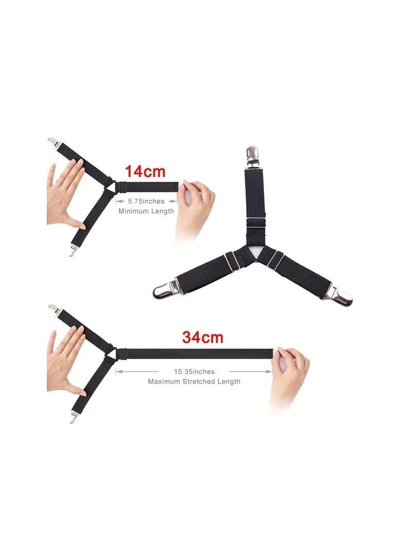 4-Pieces/Set Triangle Bed Mattress Sheet Clips Grippers Straps,Suspender Fastener Holder for Bedding Supplies