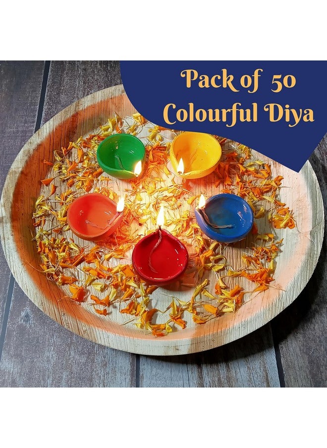 Diya For Diwali Decoration Items For Home Decor 50 Colourful Clay Diya Decorative Diyas For Diwali Festival Diwali Diyas For Decoration Gifts (Diwali Decoration Items)