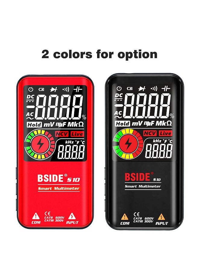 S10 Intelligent 9999 Counts Multimeter Digital LCD Display AC/DC Voltmeter Ohmmeter Test Resistance Capacitance Frequency Diode Continuity NCV Live Line with Flash Light Data Hold