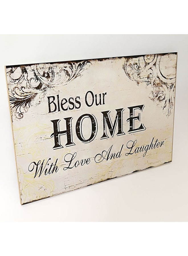 Bless Our Home Wooden Wall Hanging Beige Standard