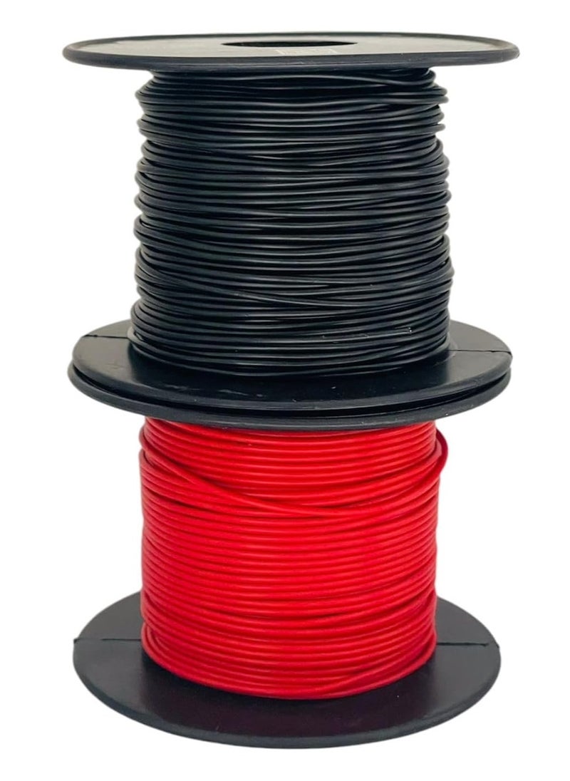 Lucky Sky 2Pcs 24awg Red and Black 50M 164ft OD:-1.3mm Flexible Tinned Copper Wire 2 Red/Black Stranded Hook up Wire.