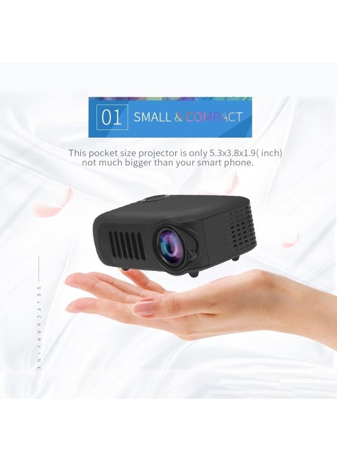 A2000 Portable Projector 800 Lumen LCD Home Theater Video Projector, Support 1080P, AU Plug (White)