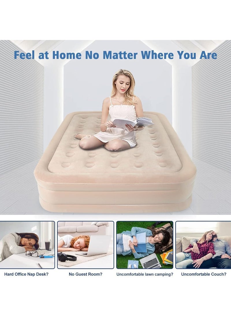 Double Air Bed, Air mattress Inflatable Bed, Ultra Plush Fiber Technology for Home, Travel & Camping 200x150x40 cm