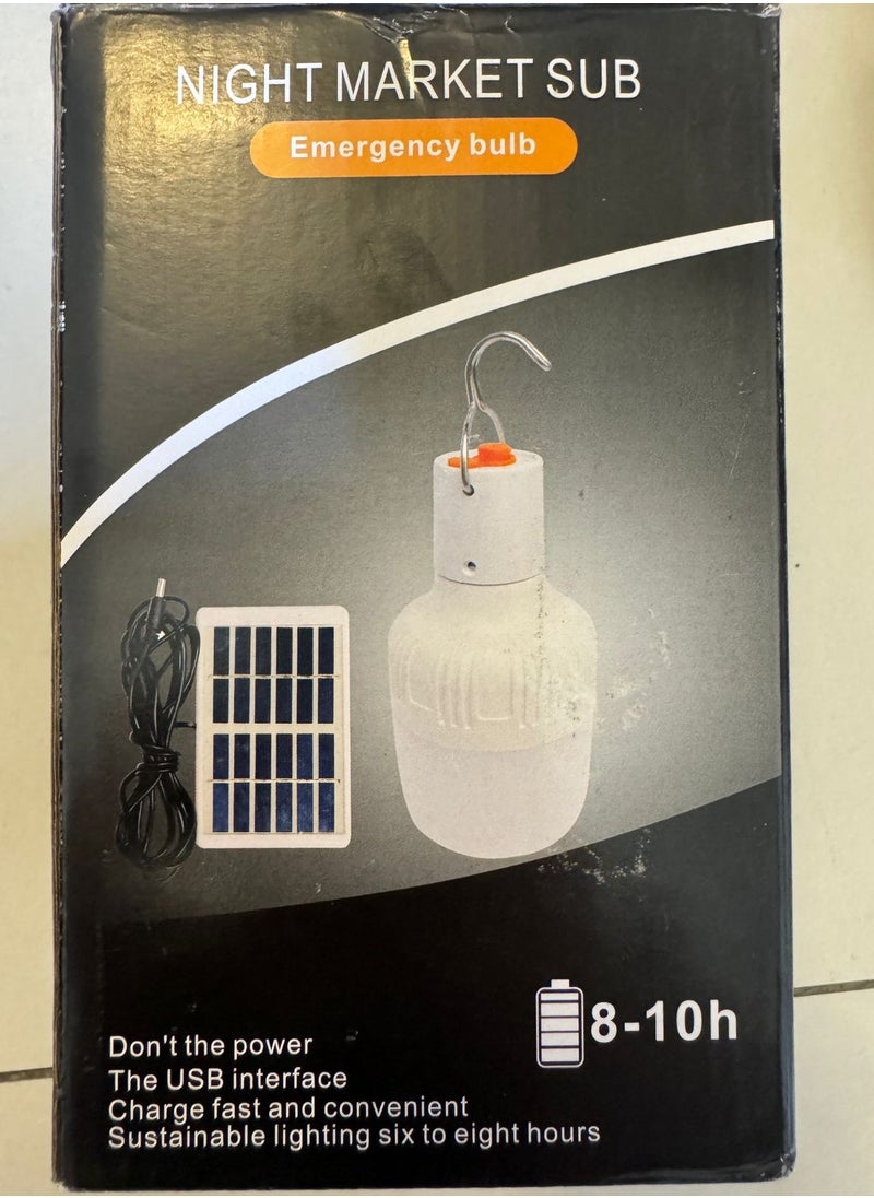 Solar Powered Energy LED Light Bulb White  With HOOK