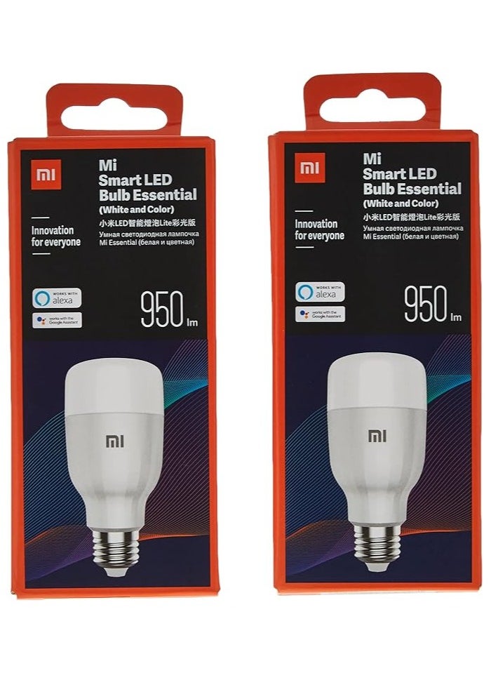 Xiaomi Mi Smart Led Bulb Essential (White And Color), 950Lm, Pack Of 2