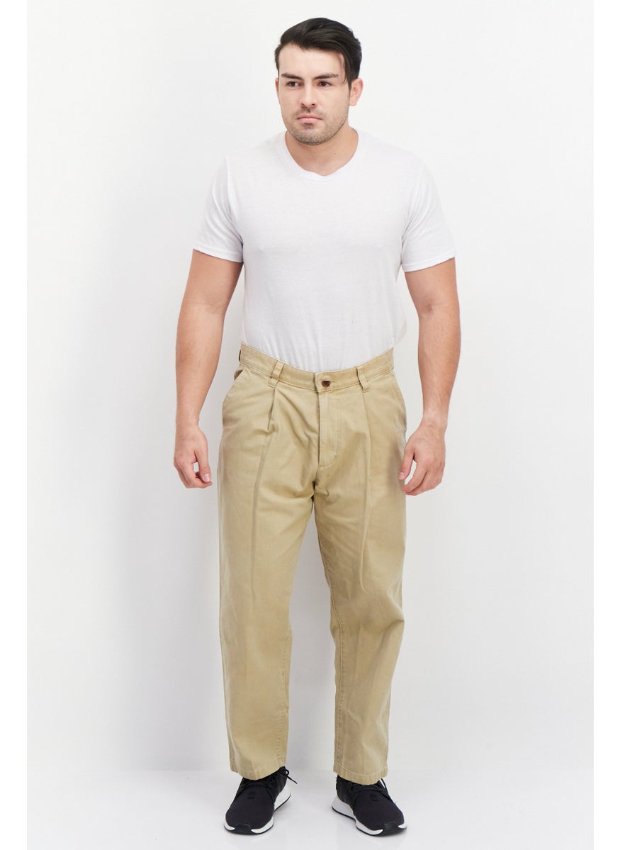 Men Balloon Fit Solid Non Stretch Chino Pants, Beige