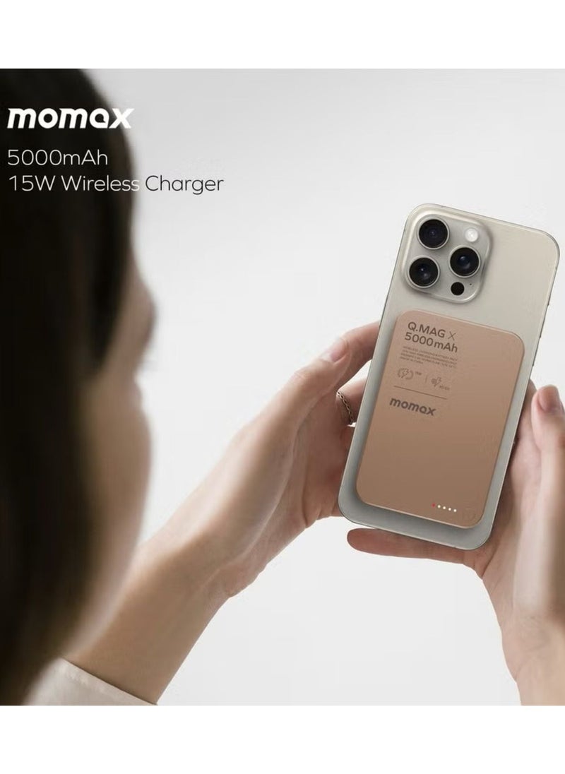 Q.MAG X 5000mAh Wireless Magnetic Power Bank – USB-C PD Fast Charging, Up to 15W Output