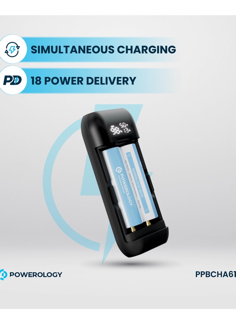 5000 mAh Power Bank & Battery Charger 5000mAh 18W with Digital Display and 3 Battery / Simultaneous Charging / Built-in Safety Features / Lithium Boost Portable Powerbank - Grey