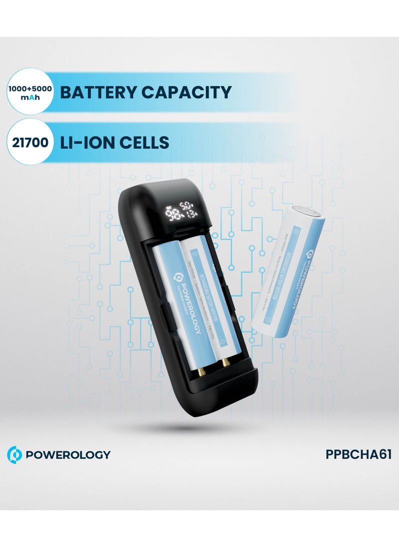 5000 mAh Power Bank & Battery Charger 5000mAh 18W with Digital Display and 3 Battery / Simultaneous Charging / Built-in Safety Features / Lithium Boost Portable Powerbank - Grey