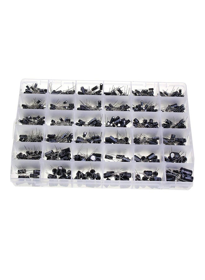 1000-Piece 36 Value Electrolytic Capacitor Kit With Storage Box Set Black/Silver