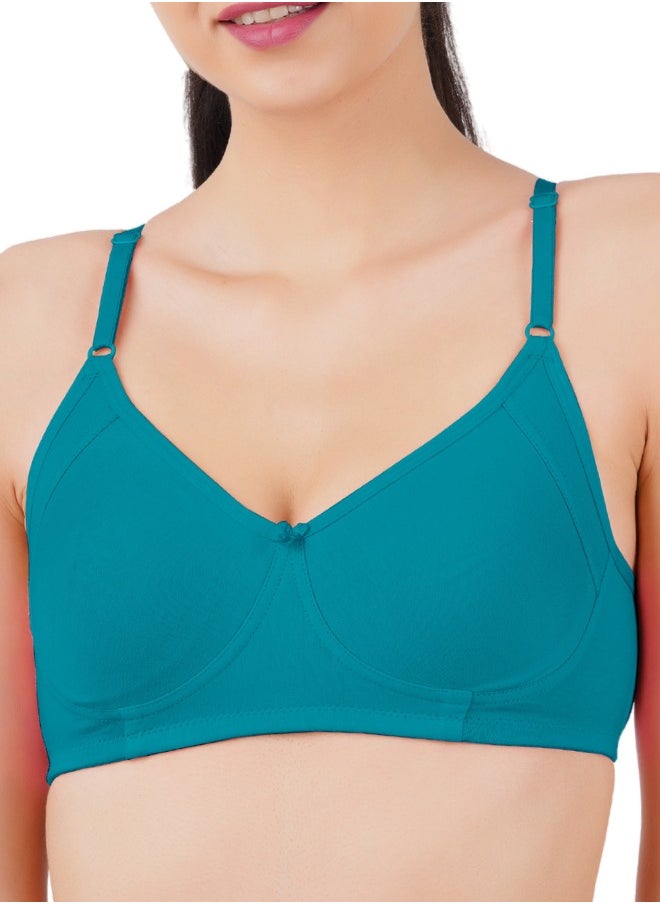 Brida Ladies Cotton Rich Full Coverage Non-Padded Bra & Solid Panties Combo - Seamless Wireless T-Shirt Bra with Double Layer Side Support Shaper - Celebra Mould & Bella