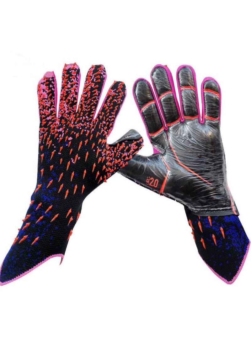 Soccer Goalkeeper Gloves Goalkeeper Training Gloves Strong Grip Non-slip Breathable Suitable for Adults and Kids (Blue Red Size 8)