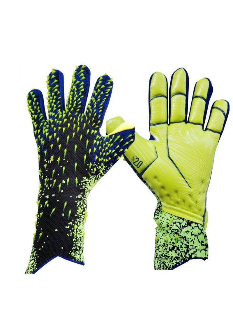 Soccer Goalkeeper Gloves Goalkeeper Training Gloves Strong Grip Non-slip Breathable Suitable for Adults and Kids (Fluorescent Green Size 8)