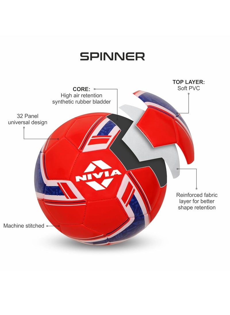 Football | Size 5 | Red | Machine Stitched | 32 Panel | Hobby Playing Ball | Soccer Ball | England